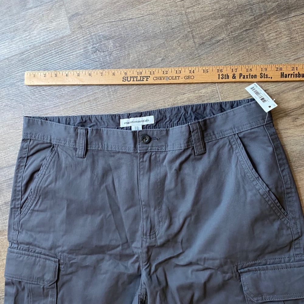 Amazon Essentials Mens 38 Cargo Shorts Bundle 2 Pack Black Grey Cotton New - Picture 9 of 9